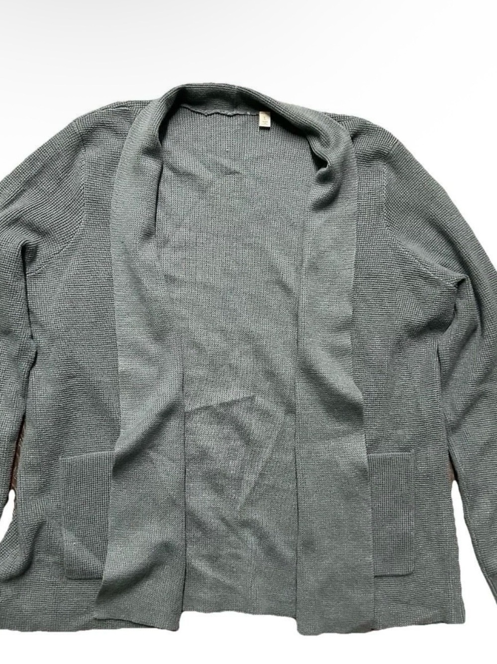 Women’s Blue Grey Basic Cardigan With Pockets Size Large